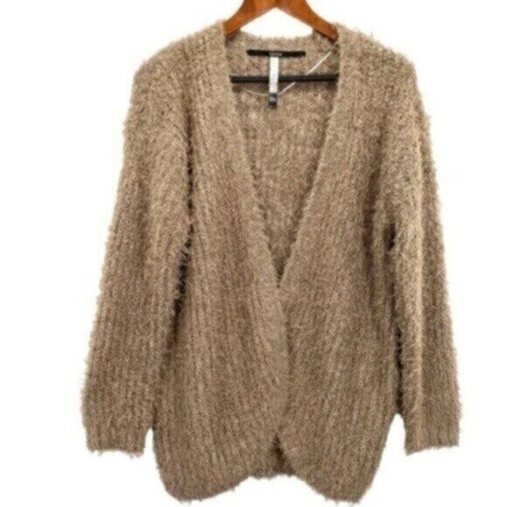 Fuzzy Cardigan Sweater Kensie Eyelash Open Front Medium